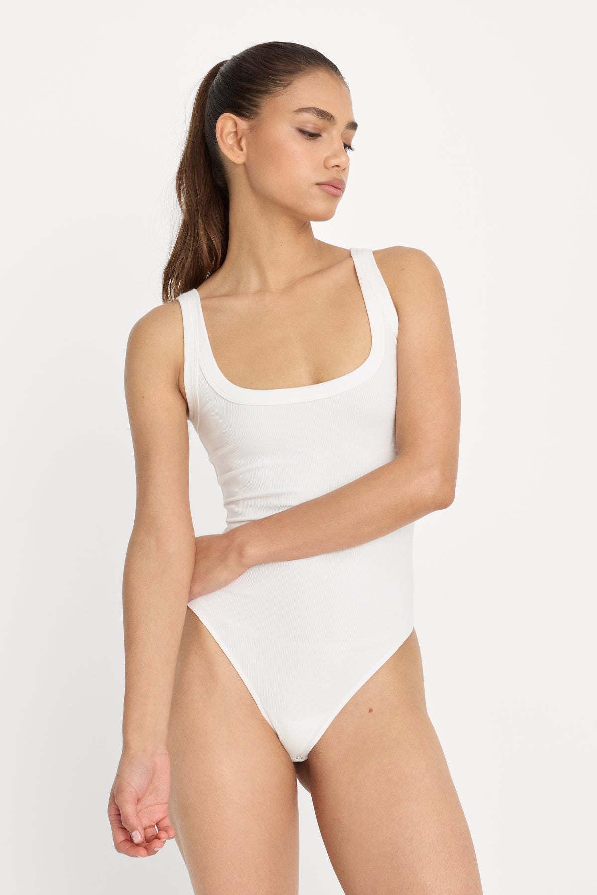 MODAL RIB TANK BODYSUIT | CHALK-2 | GOOD AMERICAN | MODEL_A