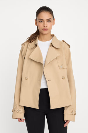 THE CROPPED TRENCH JACKET | SANDY FAWN