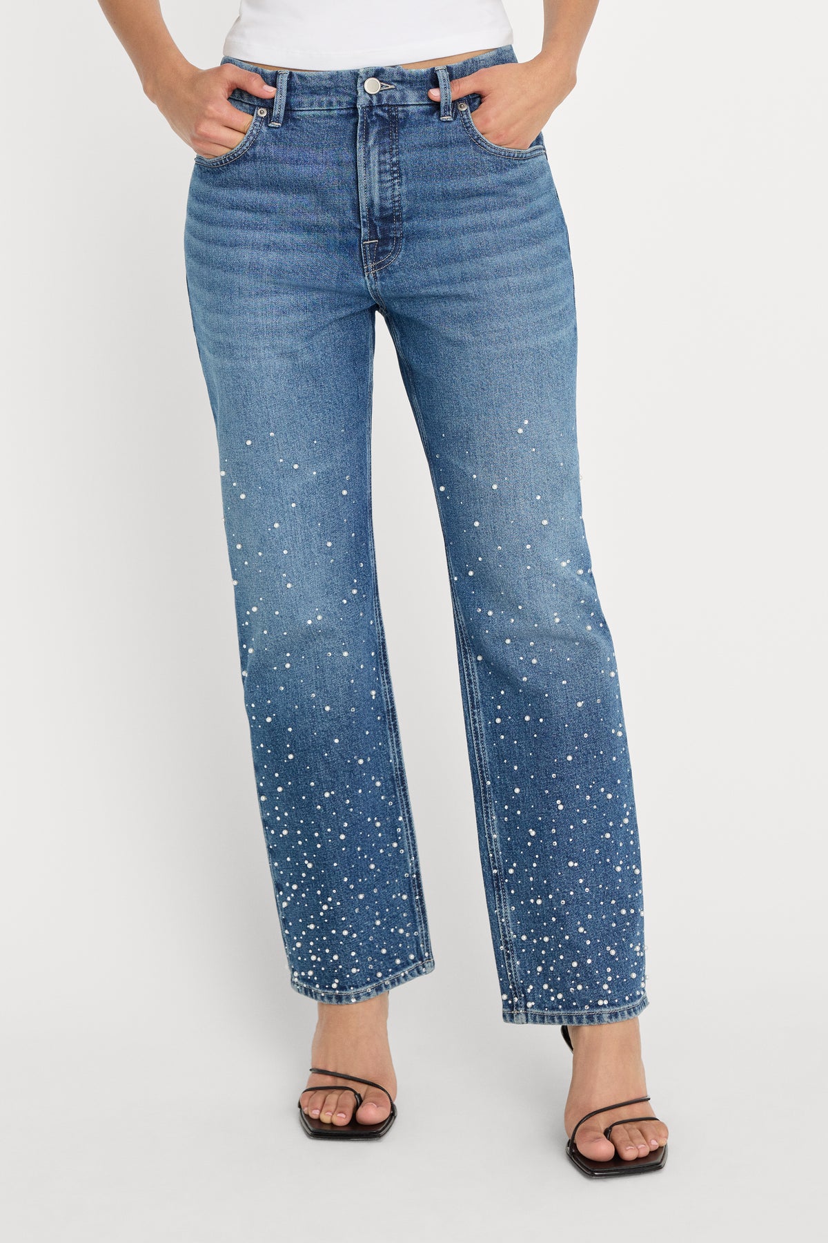 GOOD ICON STRAIGHT ANKLE PEARL JEANS | INDIGO1186