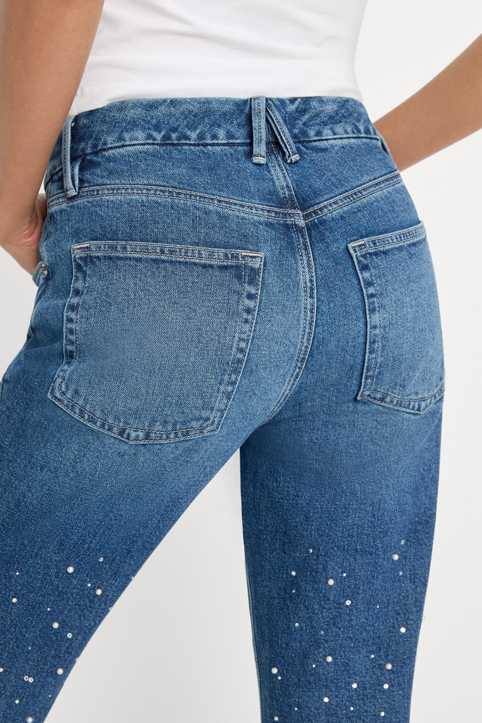 GOOD ICON STRAIGHT ANKLE PEARL JEANS | INDIGO1186