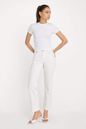 GOOD ICON STRAIGHT ANKLE PEARL JEANS | WHITE001