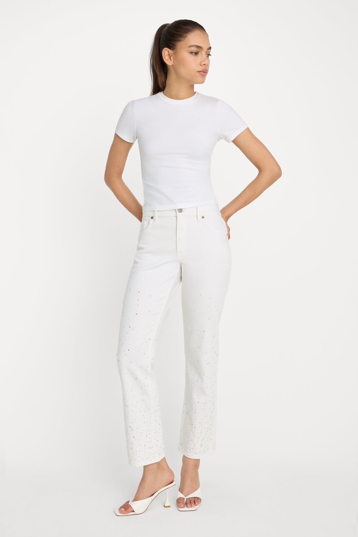 GOOD ICON STRAIGHT ANKLE PEARL JEANS | WHITE001-1 | GOOD AMERICAN | MODEL_A