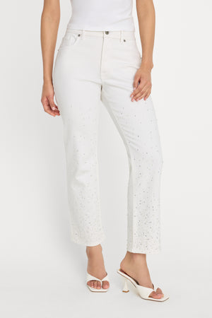 GOOD ICON STRAIGHT ANKLE PEARL JEANS | WHITE001