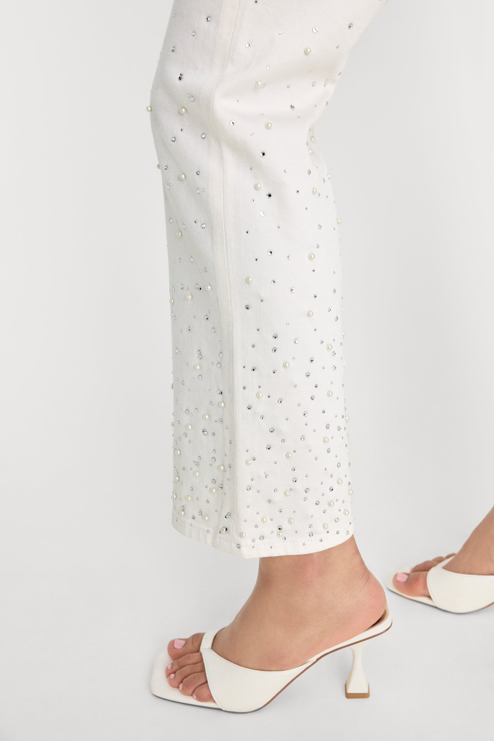 GOOD ICON STRAIGHT ANKLE PEARL JEANS | WHITE001