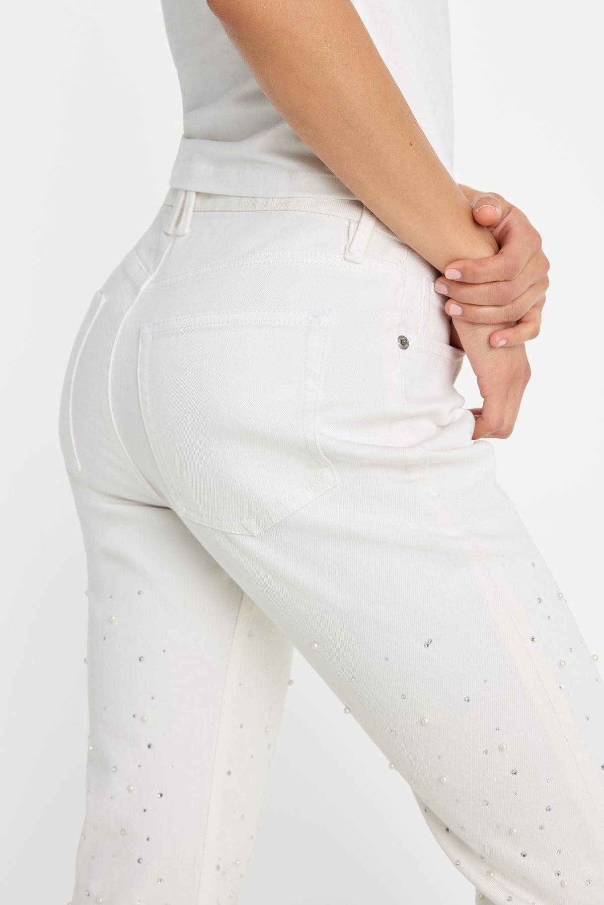 GOOD ICON STRAIGHT ANKLE PEARL JEANS | WHITE001-6 | GOOD AMERICAN | MODEL_A