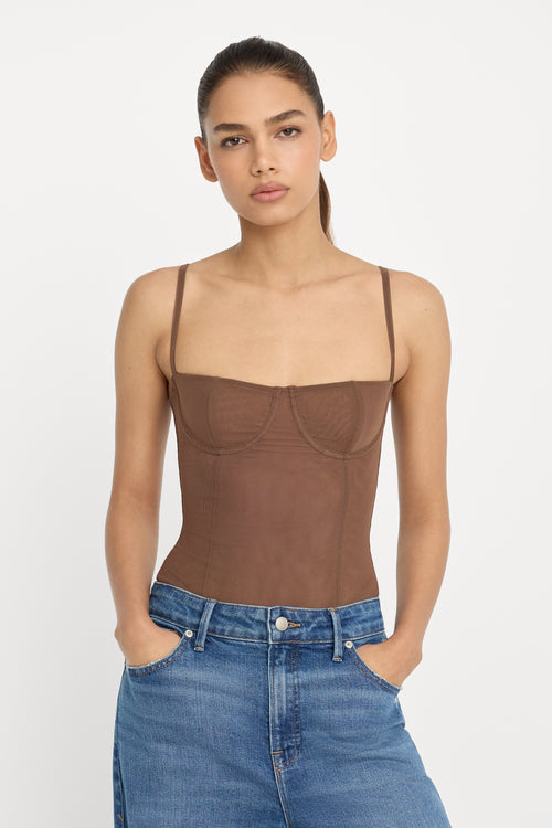 MESH BUSTIER BODYSUIT | SADDLEWOOD