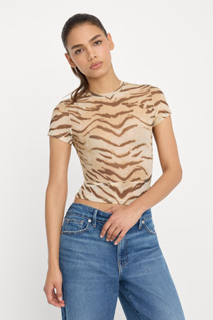 MESH BABY TEE | BROWN TIGER