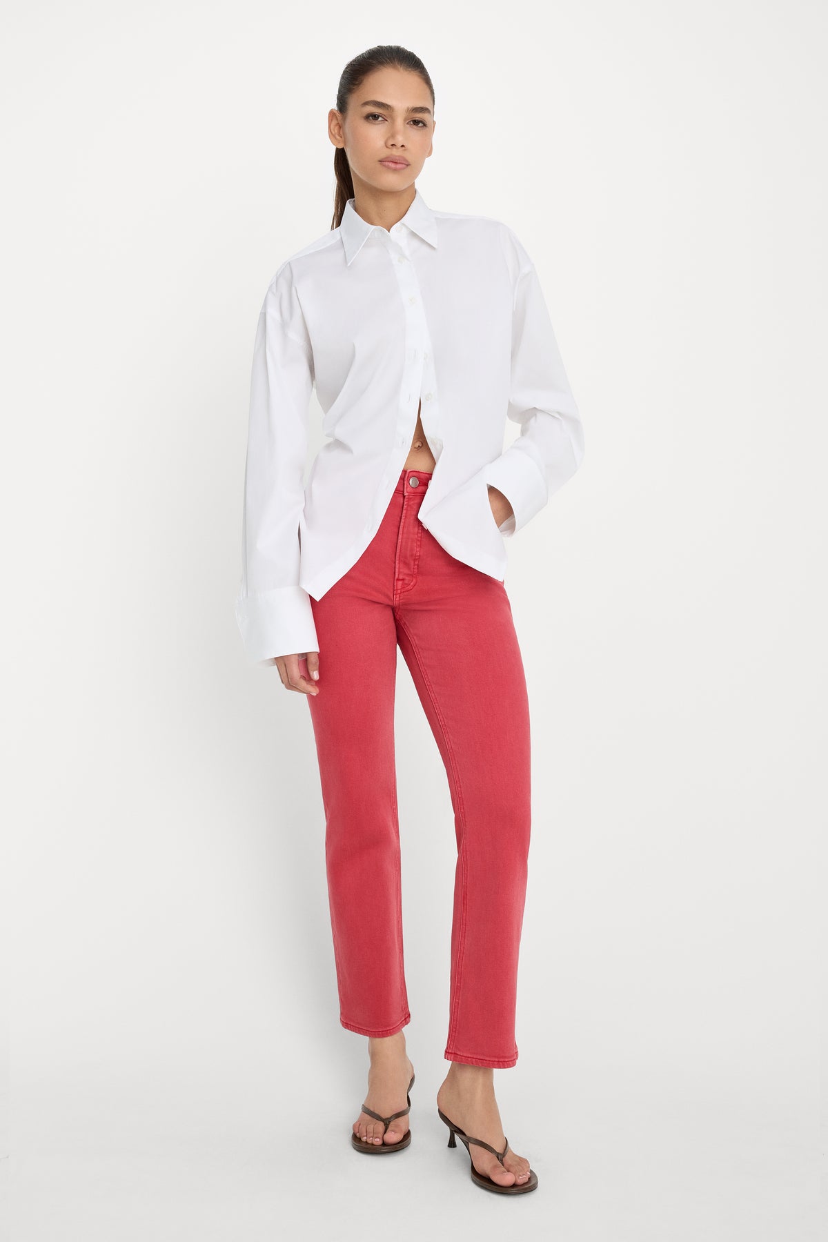 GOOD ICON ANKLE JEANS | CHERRY RED-1 | GOOD AMERICAN | MODEL_A