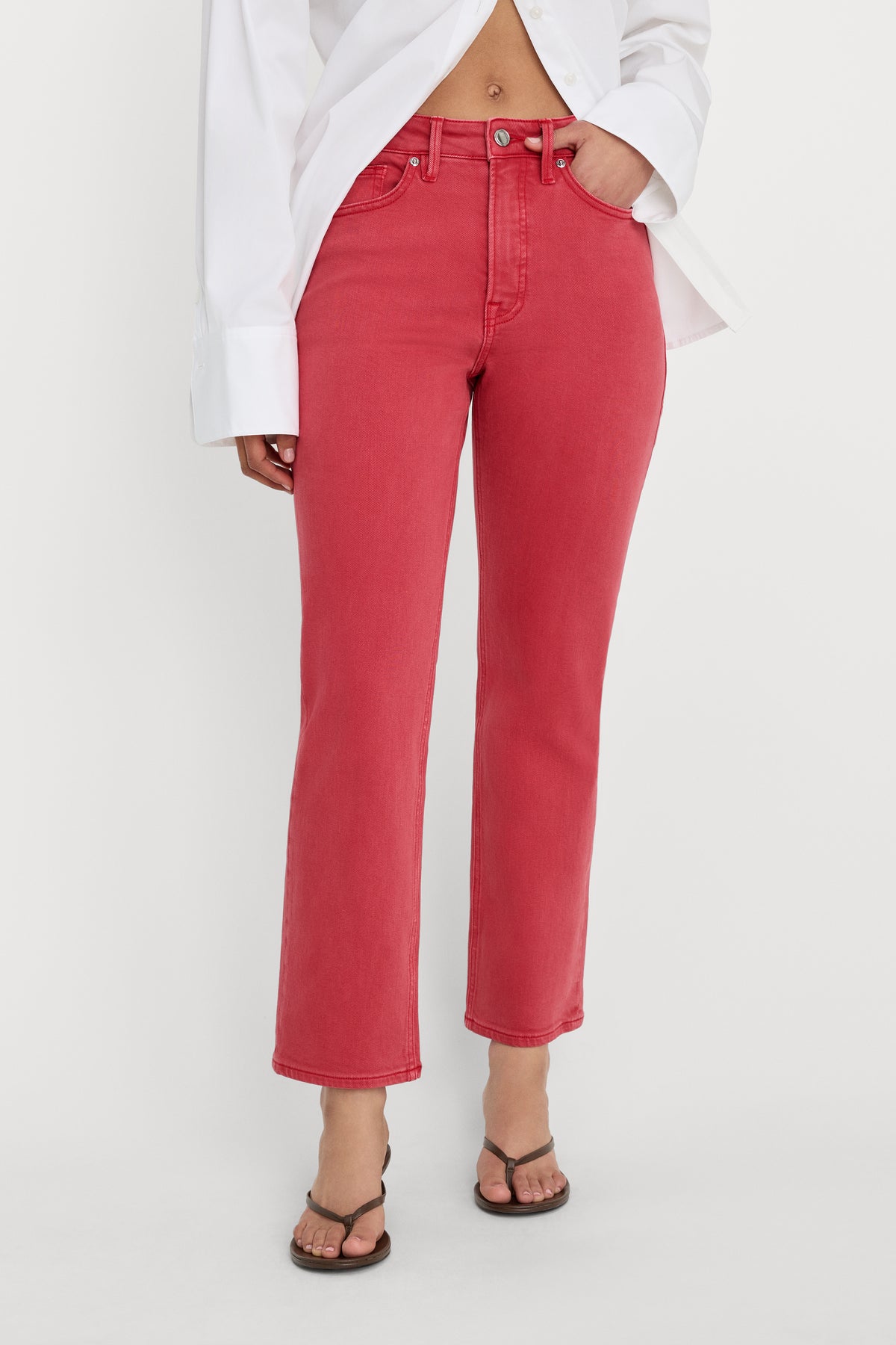 GOOD ICON ANKLE JEANS | CHERRY RED-2 | GOOD AMERICAN | MODEL_A