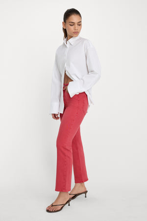 GOOD ICON ANKLE JEANS | CHERRY RED