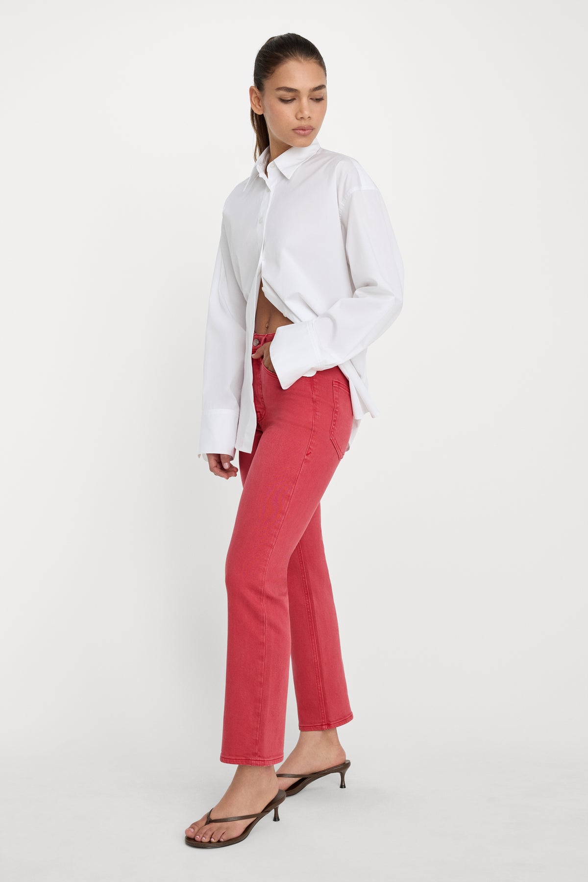 GOOD ICON ANKLE JEANS | CHERRY RED-4 | GOOD AMERICAN | MODEL_A