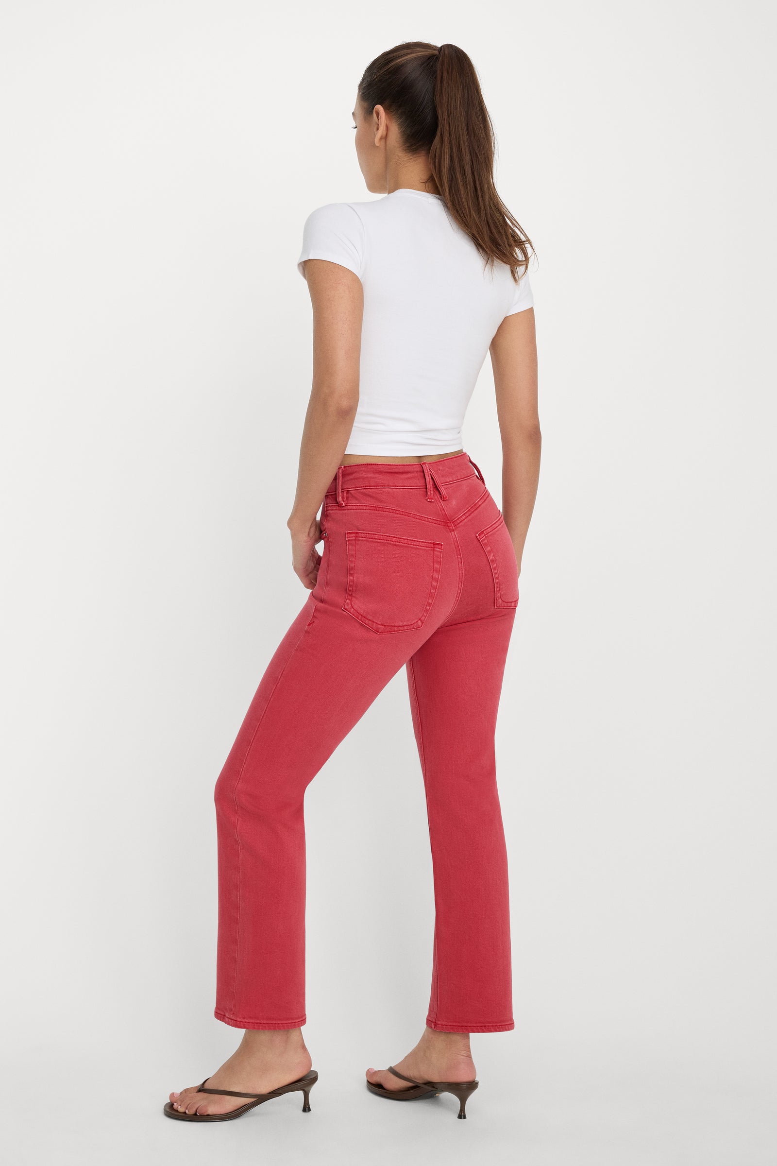 GOOD ICON ANKLE JEANS | CHERRY RED