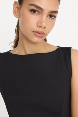 SOFT STRETCH PONTE MINI DRESS | BLACK001
