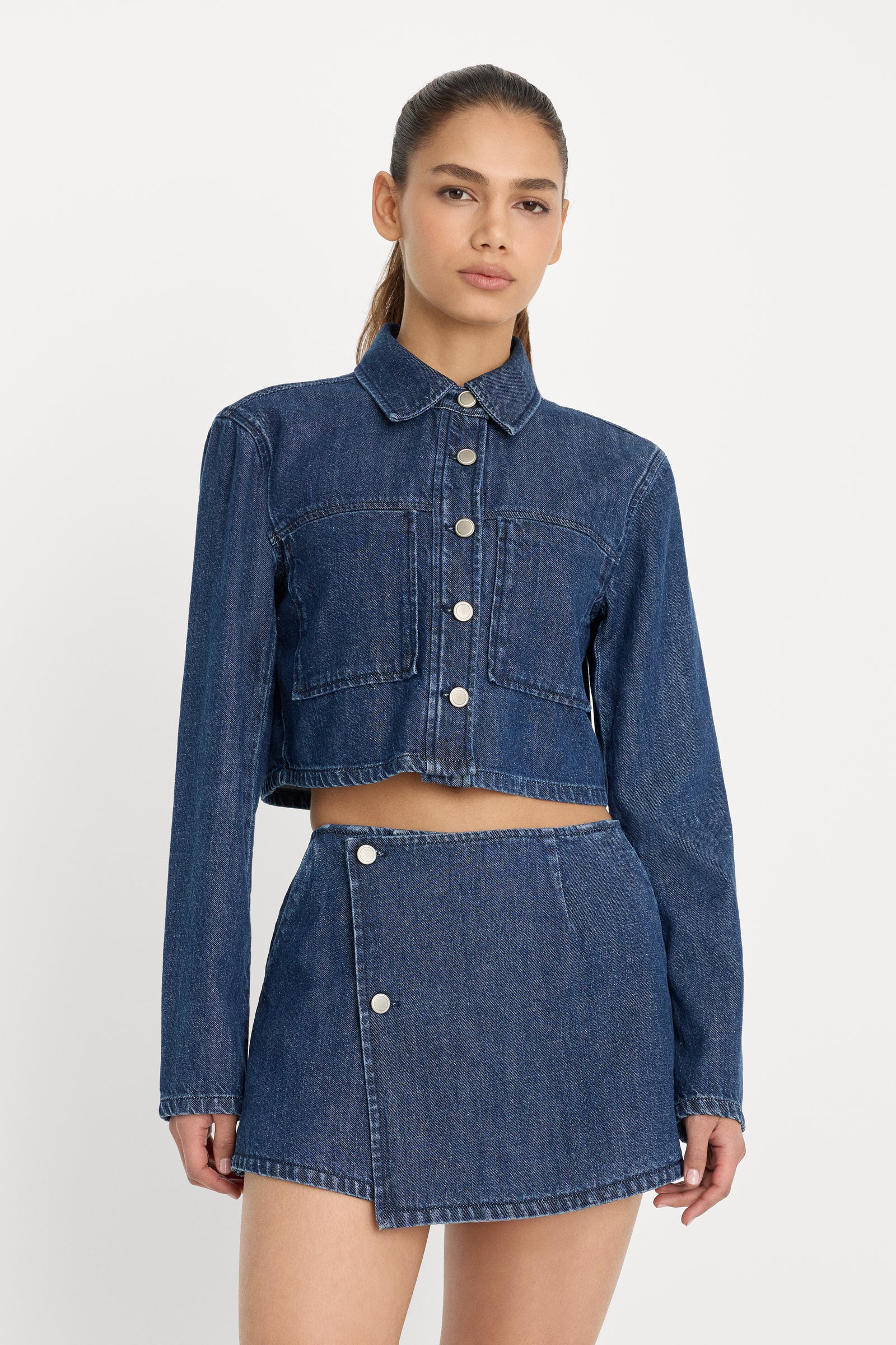 DENIM CROPPED JACKET | INDIGO1187