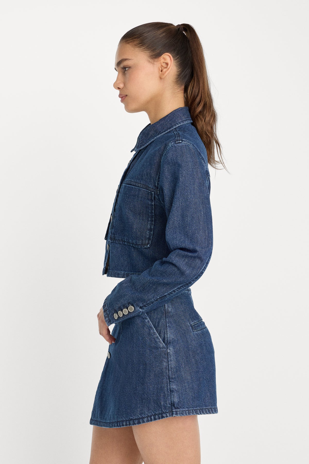 DENIM CROPPED JACKET | INDIGO1187
