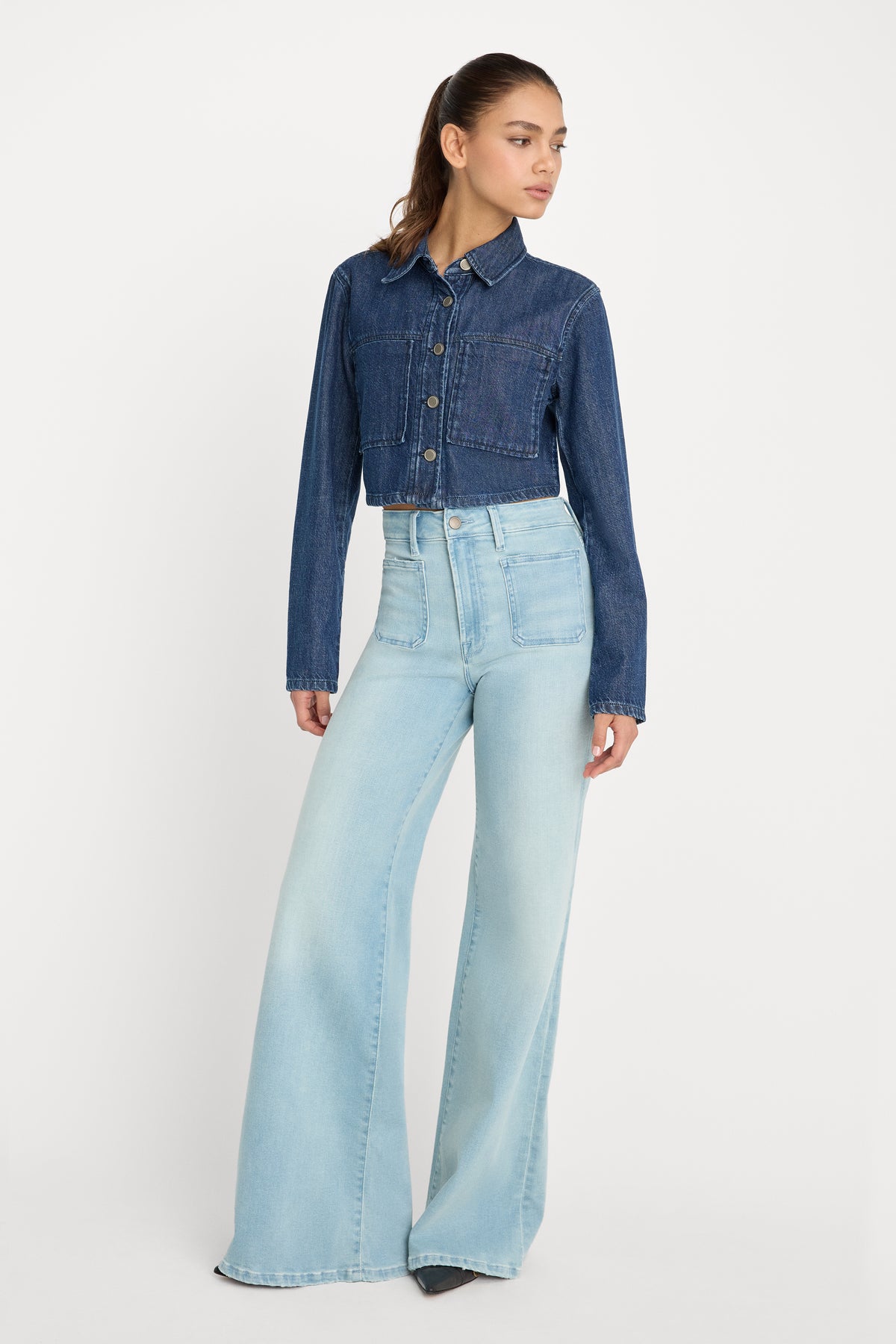 SOFT TECH GOOD WAIST PALAZZO JEANS | INDIGO1129-2 | GOOD AMERICAN | MODEL_A