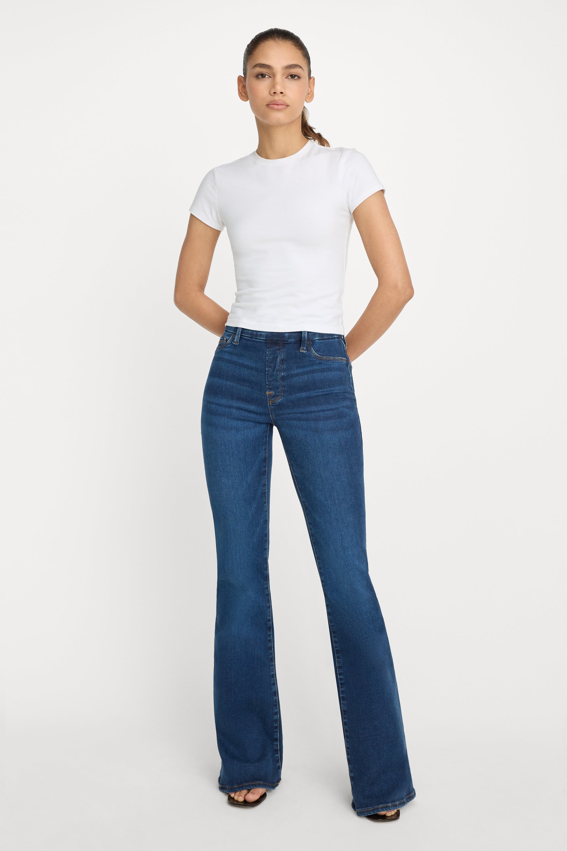 POWER STRETCH PULL ON FLARE JEANS INDIGO491