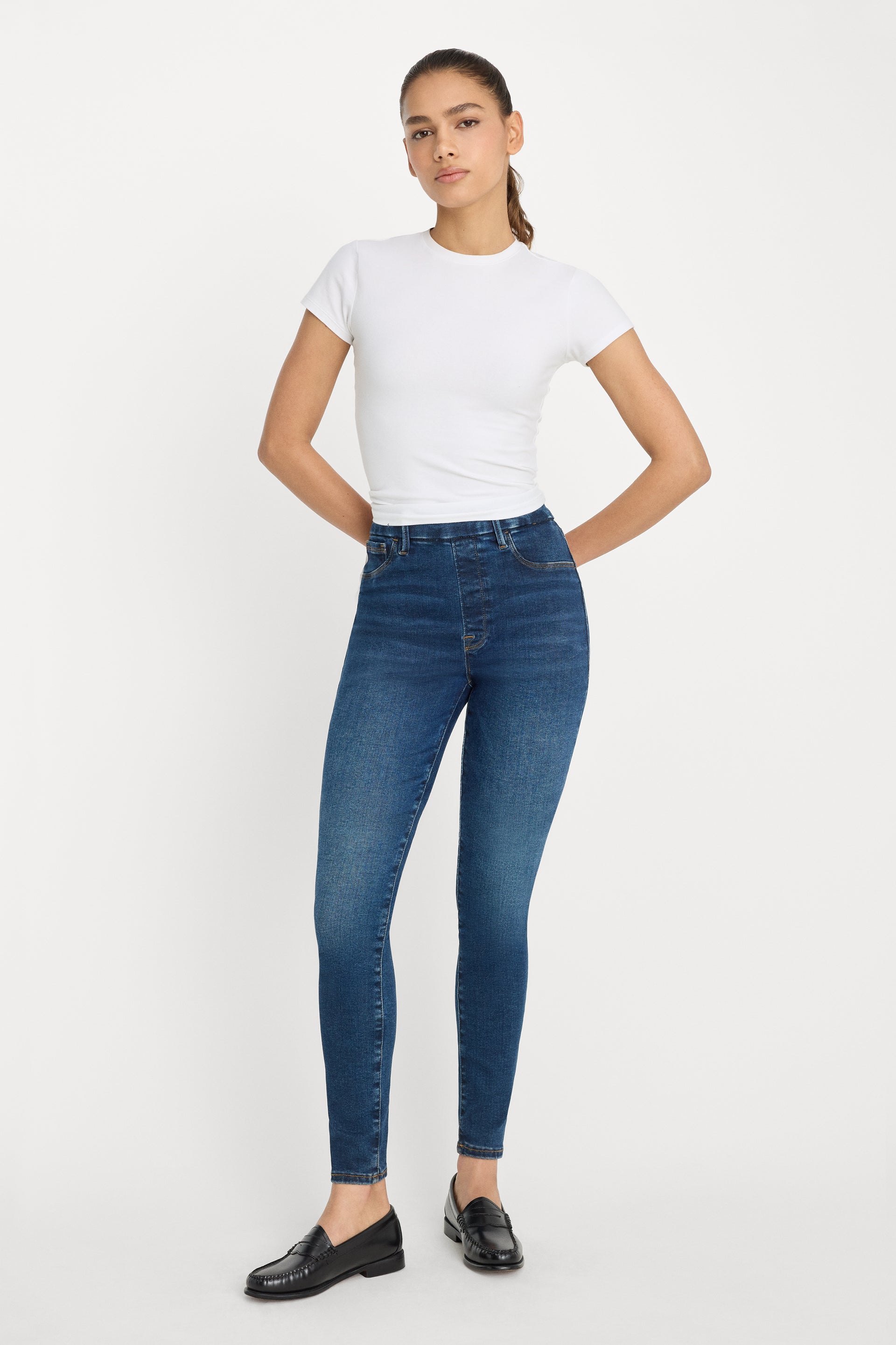 POWER STRETCH PULL ON SKINNY JEANS INDIGO491