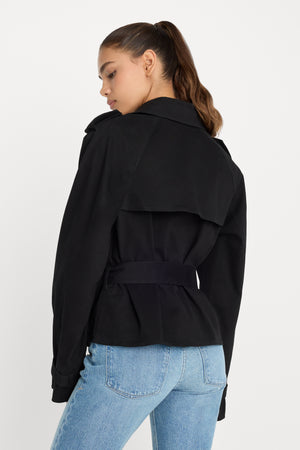 CROPPED TRENCH JACKET | BLACK001