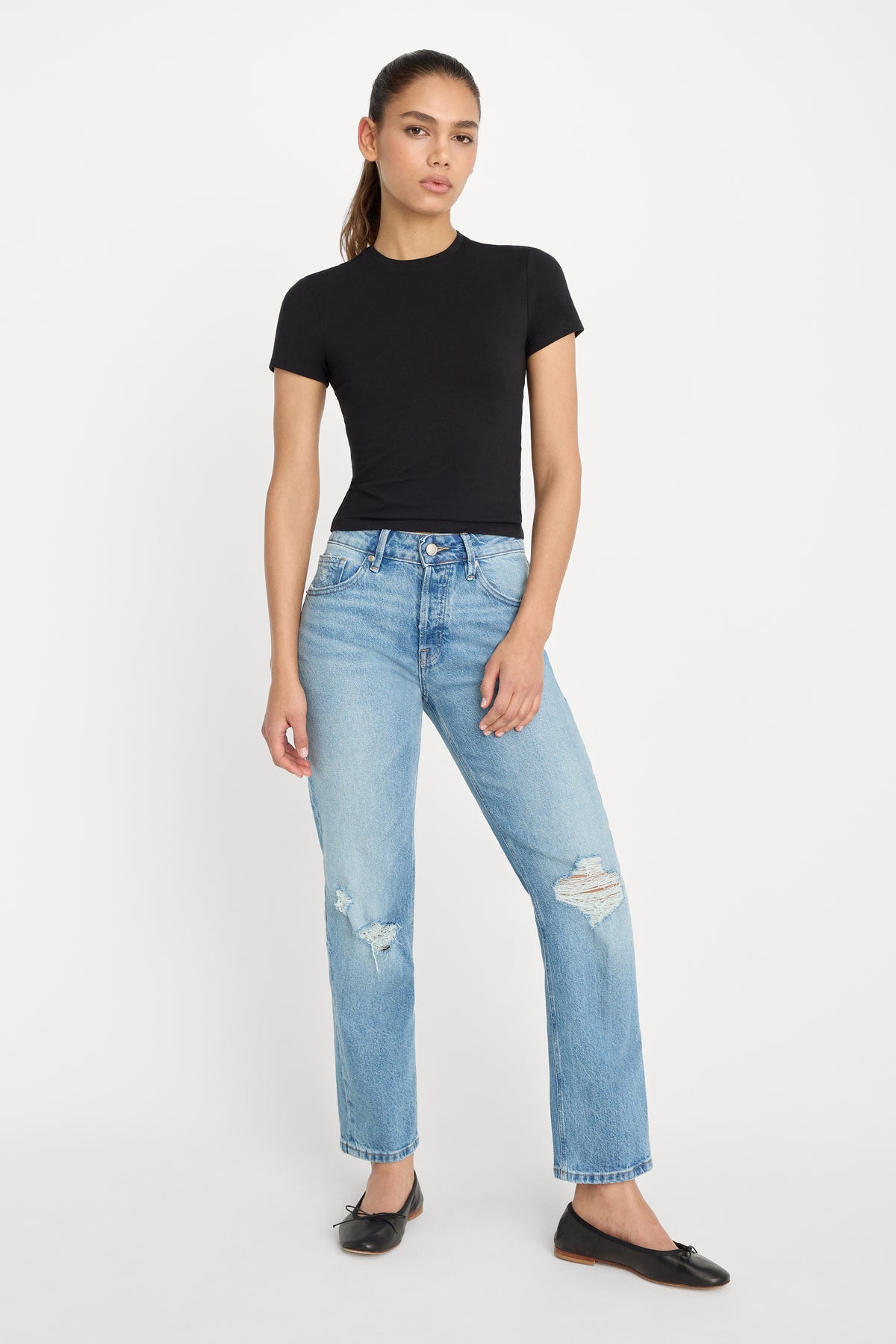 SUPER STRETCH BABY TEE | BLACK001