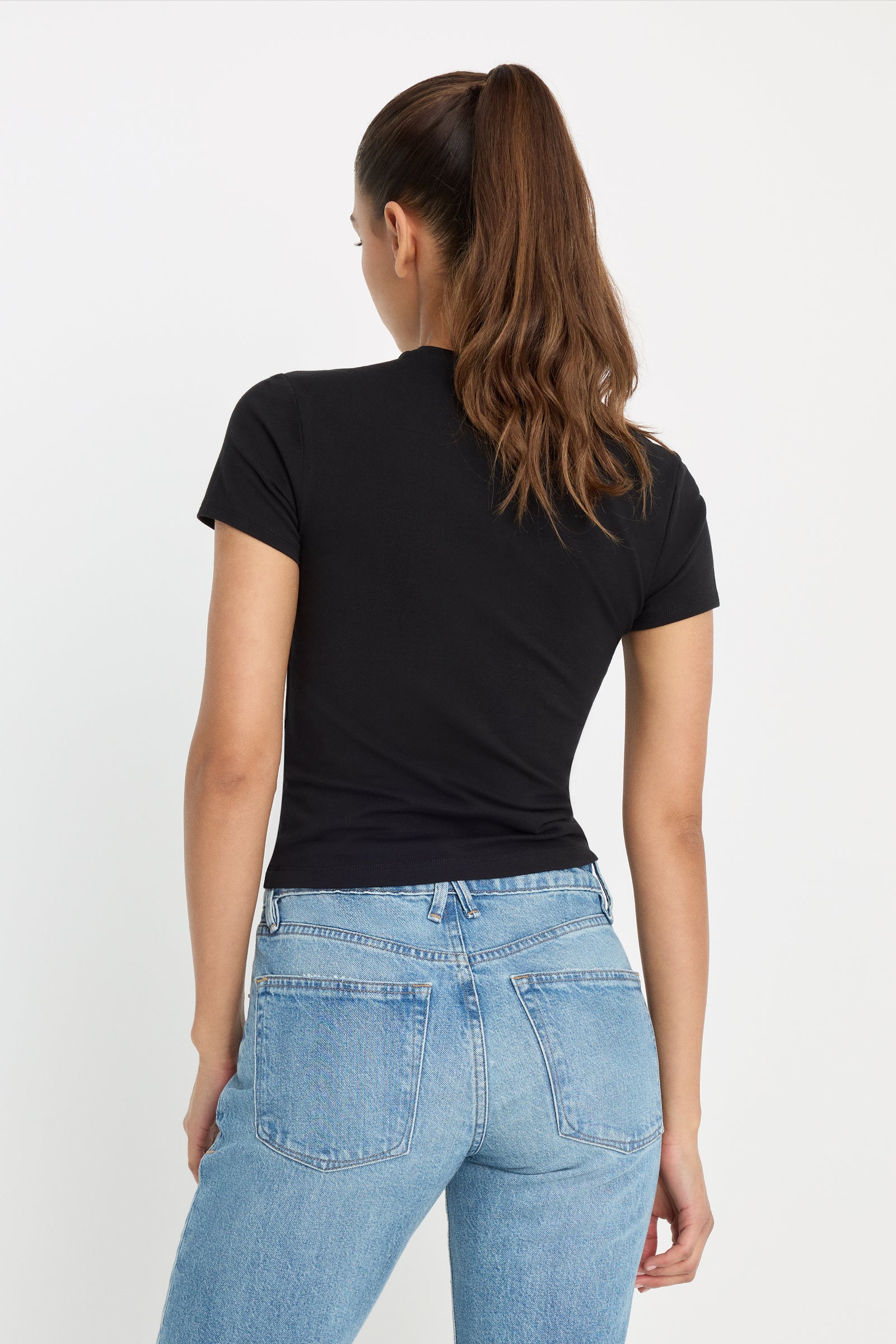 SUPER STRETCH BABY TEE | BLACK001