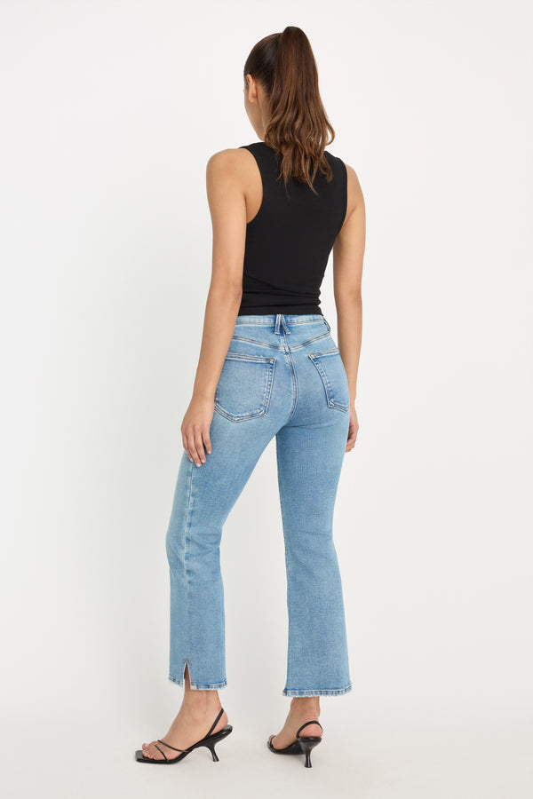 SOFT TECH GOOD LEGS CROP MINI BOOT JEANS | INDIGO1214