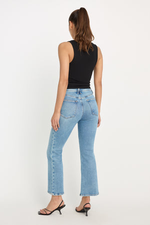 SOFT TECH GOOD LEGS CROP MINI BOOT JEANS | INDIGO1214
