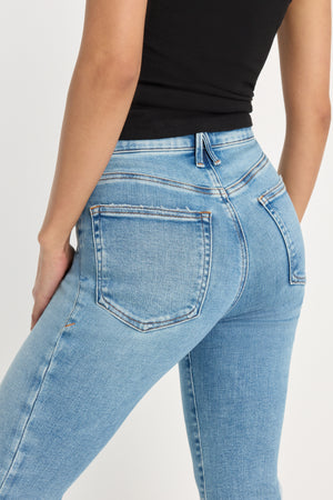 SOFT TECH GOOD LEGS CROP MINI BOOT JEANS | INDIGO1214