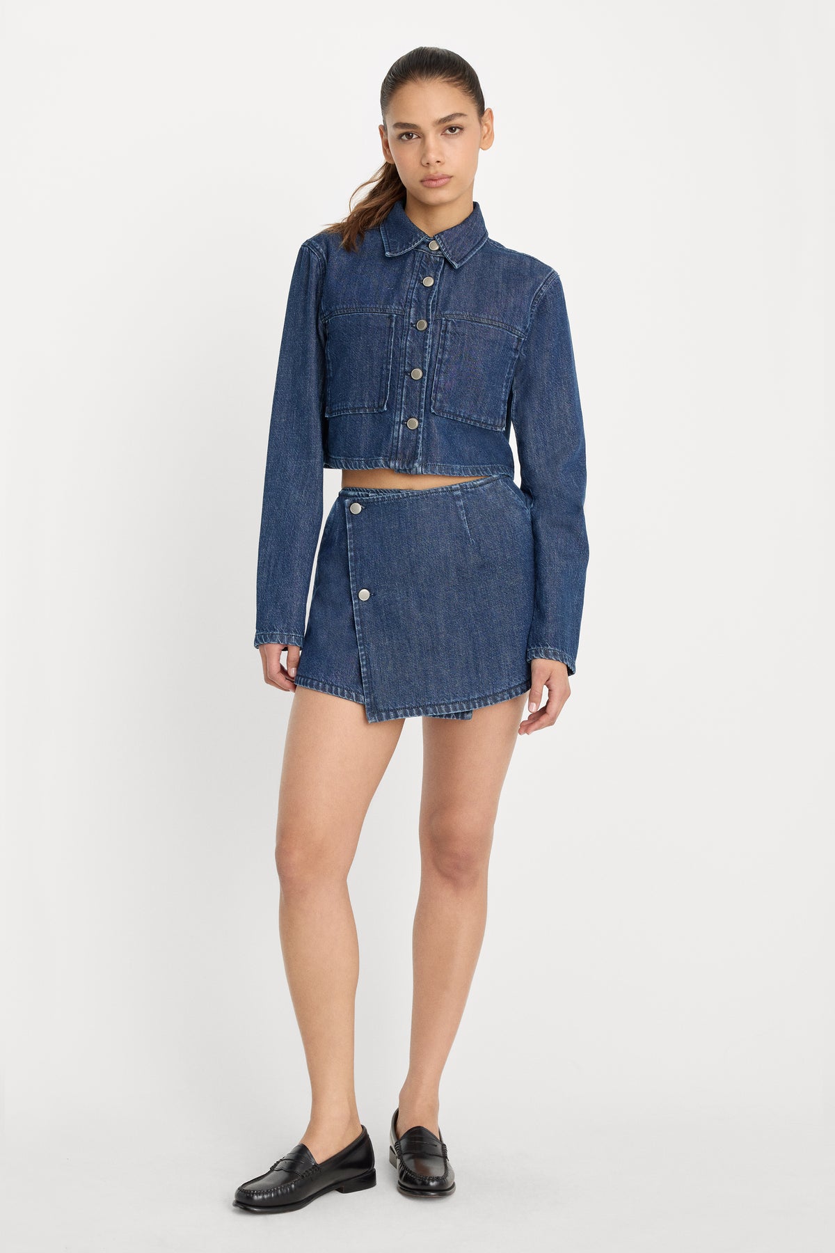 DENIM SKORT | INDIGO1187-1 | GOOD AMERICAN | MODEL_A