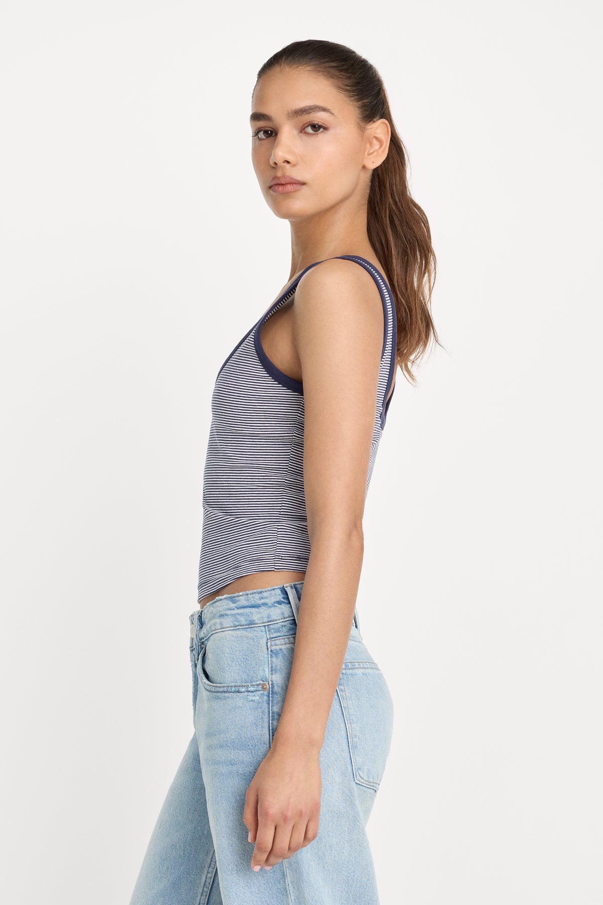 SUPER STRETCH RINGER TANK | HORIZON STRIPE