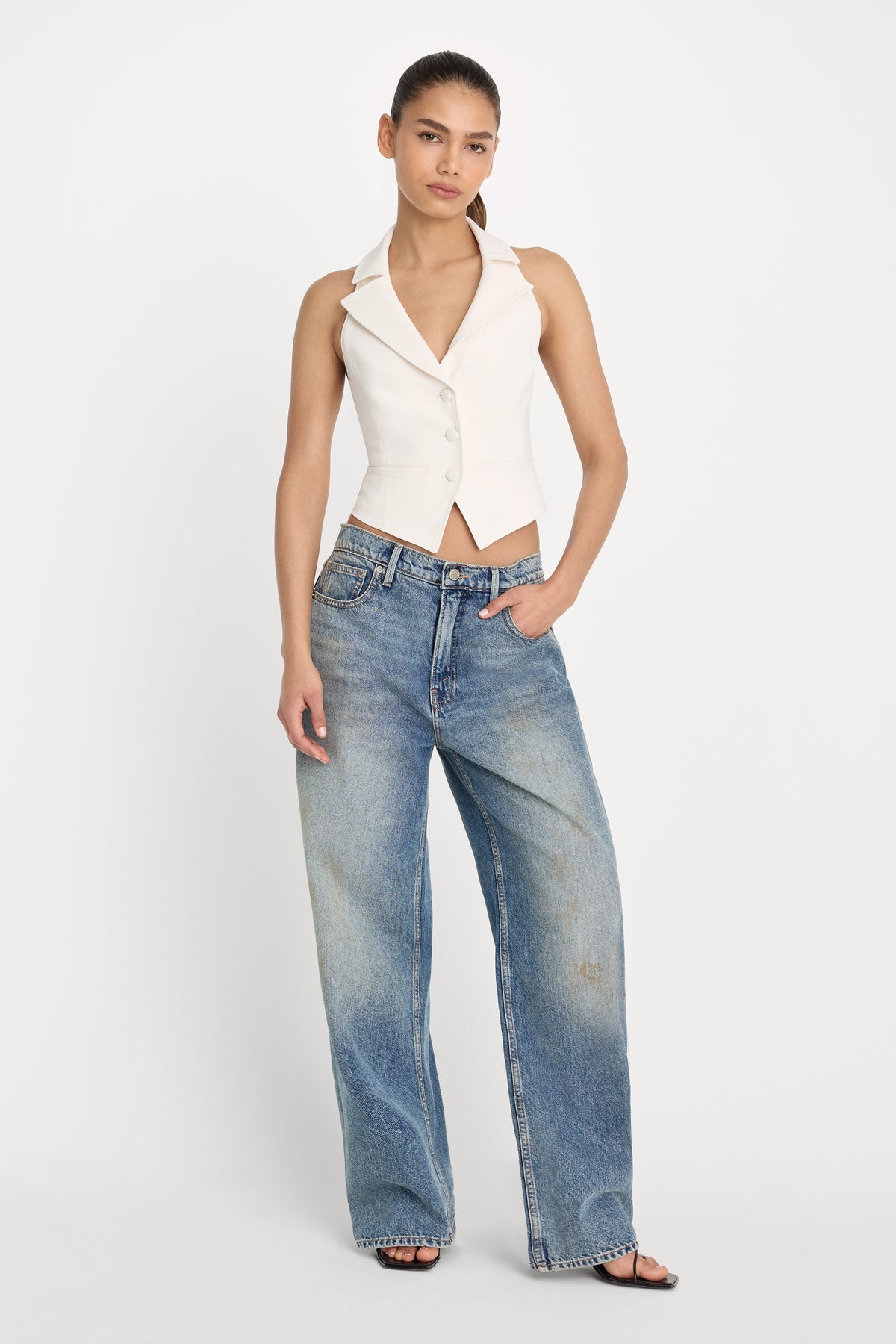 LUXE SUITING HALTER VEST | SOFT SHELL