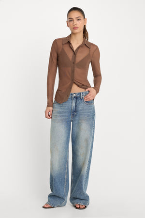 MESH BUTTON UP TOP | SADDLEWOOD
