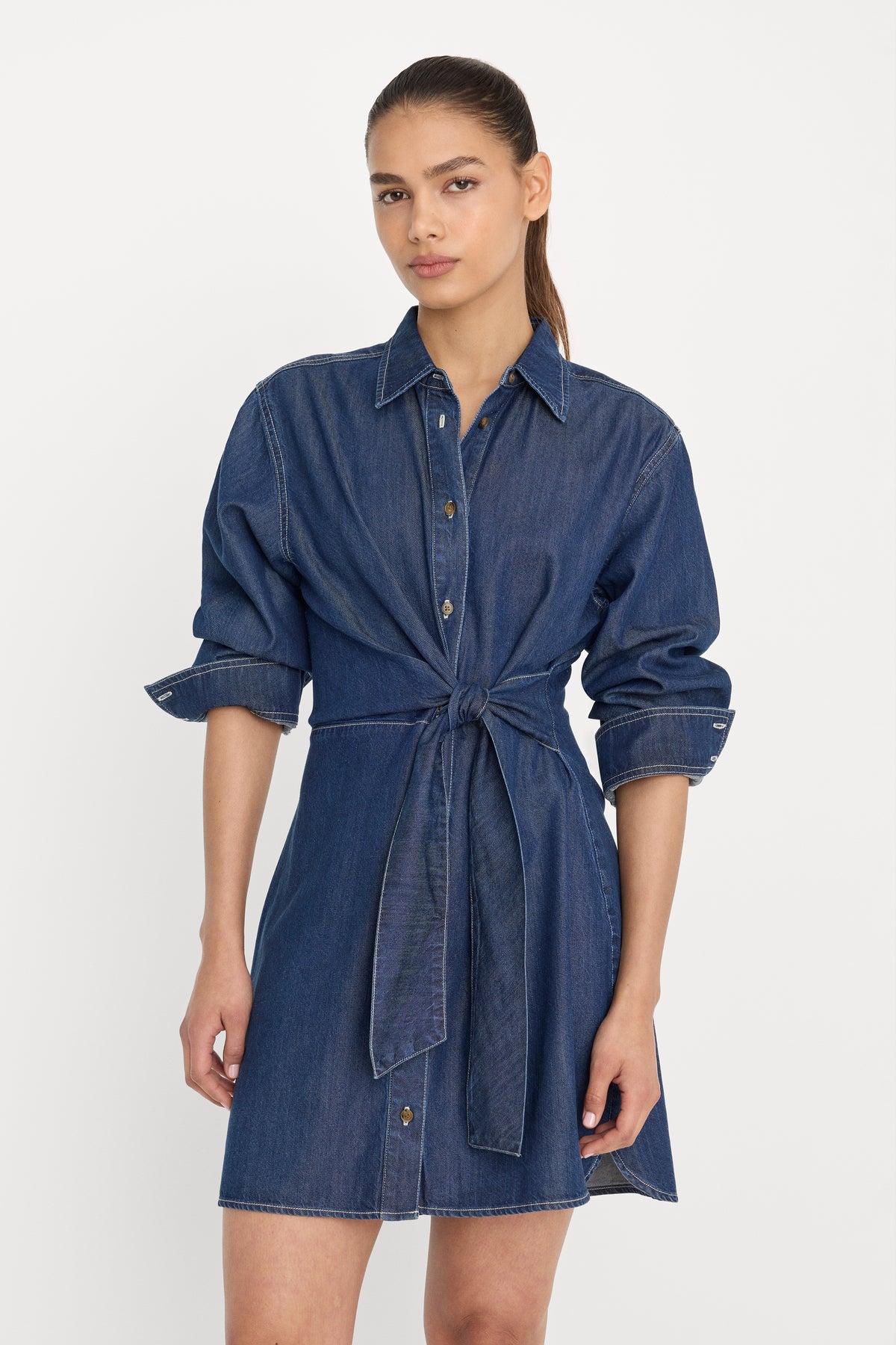 DENIM WRAP SHIRT DRESS | INDIGO1187