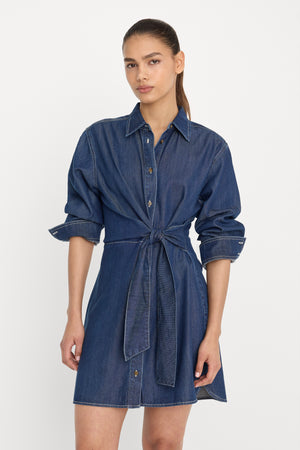 DENIM WRAP SHIRT DRESS | INDIGO1187