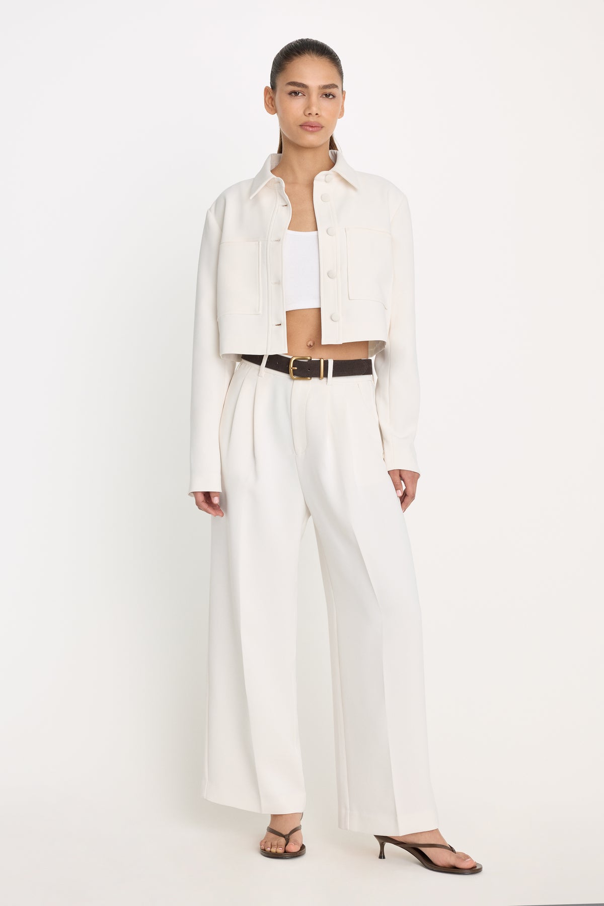 LUXE SUITING CROPPED JACKET | SOFT SHELL