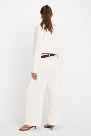 LUXE SUITING HIGH-RISE CROPPED WIDE LEG TROUSER | SOFT SHELL