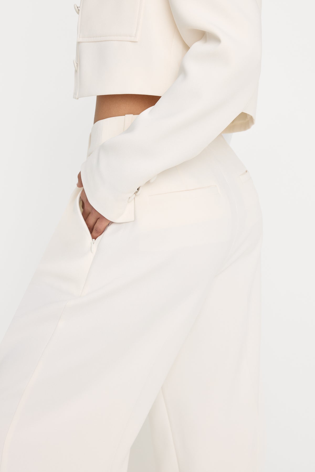 LUXE SUITING HIGH-RISE CROPPED WIDE LEG TROUSER | SOFT SHELL