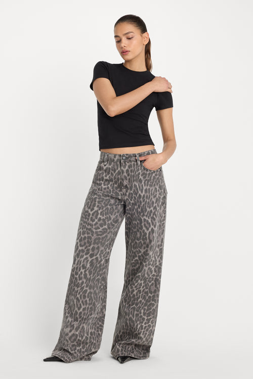 GOOD EASE LEOPARD JEANS | GREY LUCKY LEOPARD