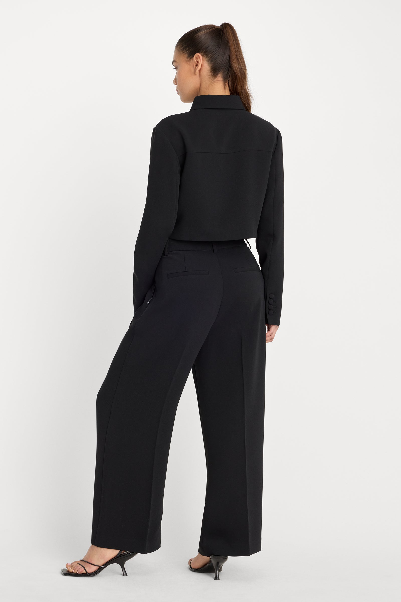 LUXE SUITING HIGH-RISE CROPPED WIDE LEG TROUSER | BLACK001