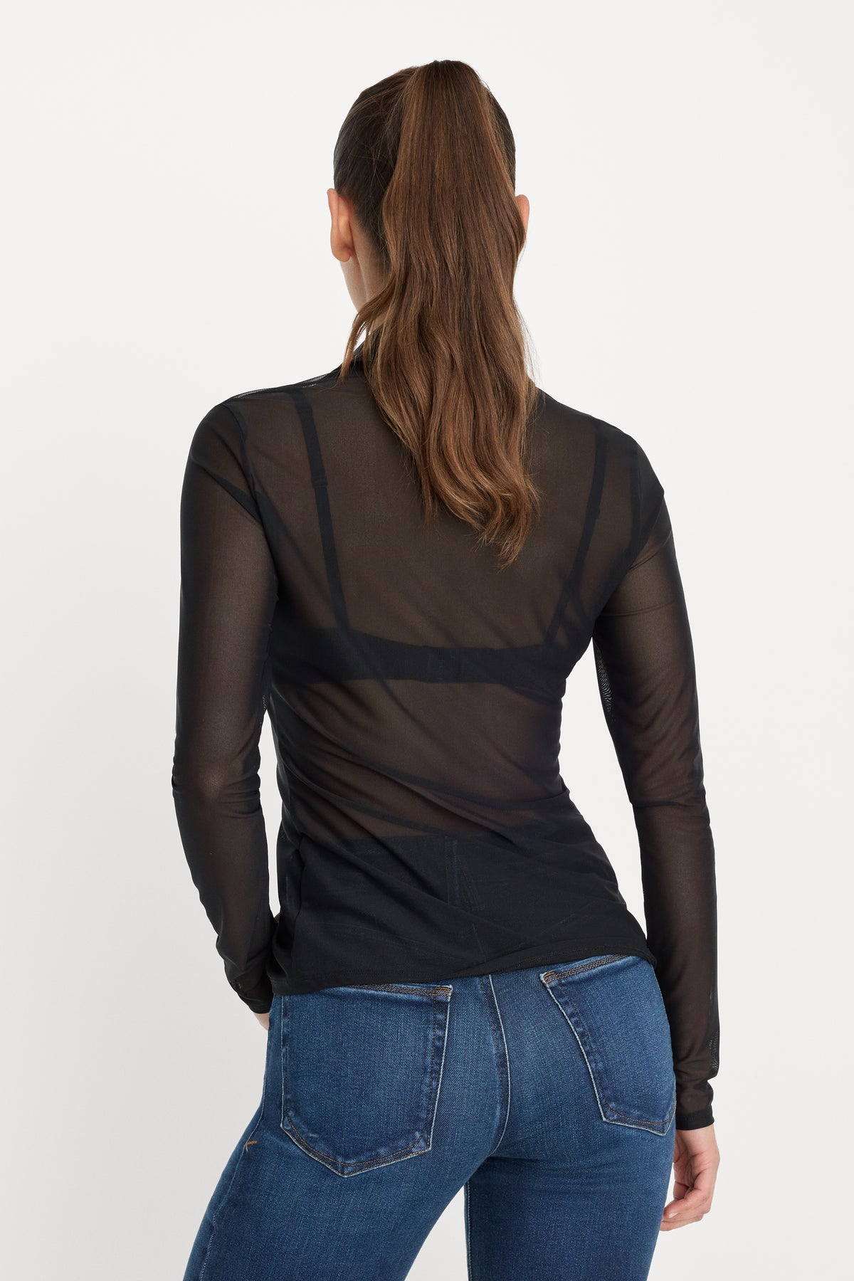 MESH BUTTON UP TOP | BLACK001