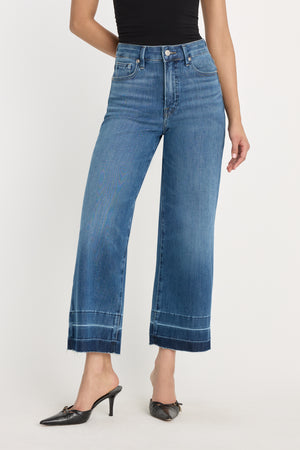 SOFT TECH GOOD WAIST PALAZZO CROPPED JEANS | INDIGO1213
