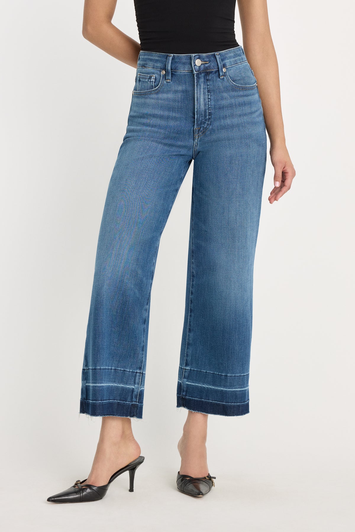 SOFT TECH GOOD WAIST PALAZZO CROPPED JEANS | INDIGO1213-2 | GOOD AMERICAN | MODEL_A