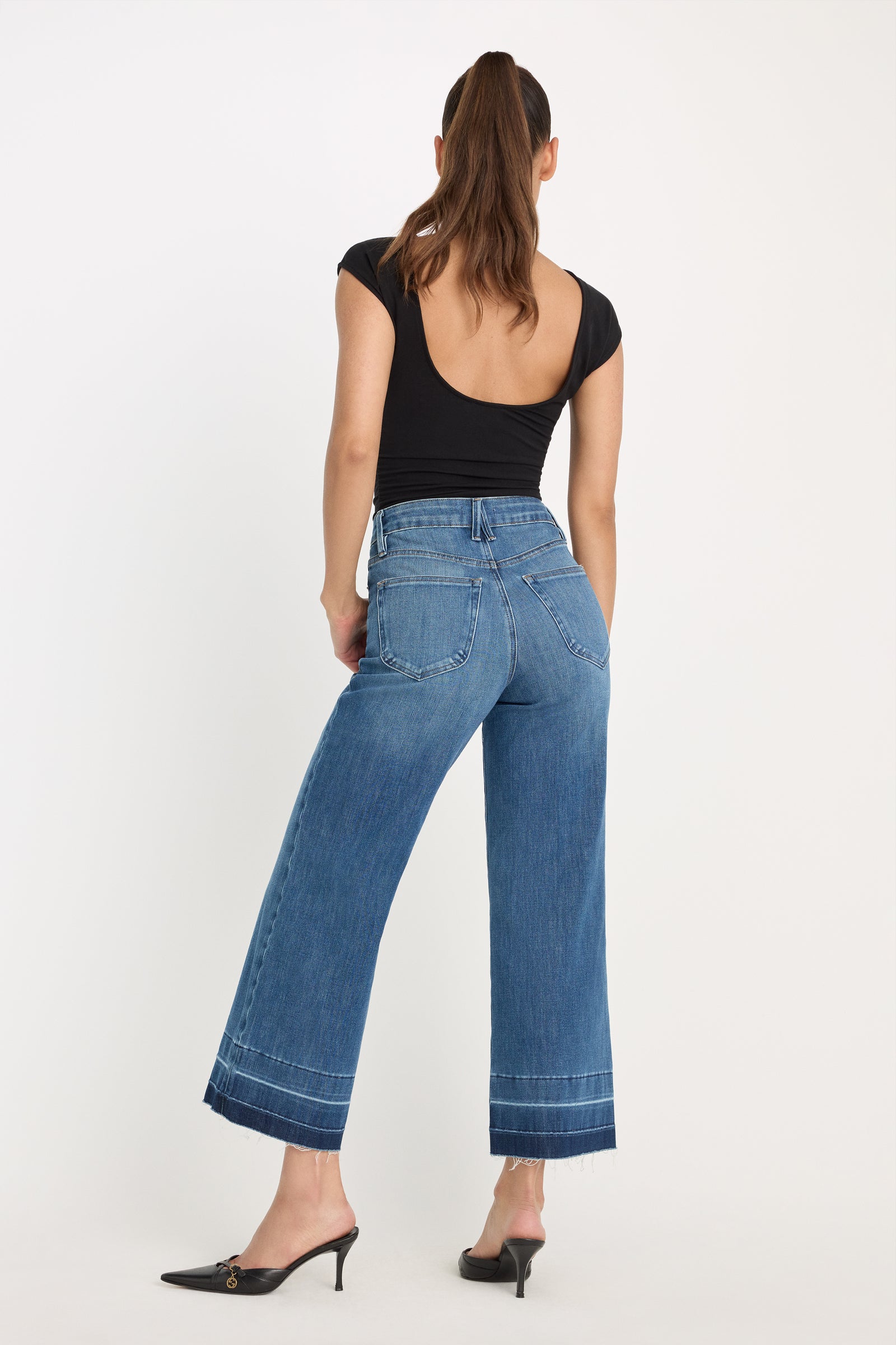 SOFT TECH GOOD WAIST PALAZZO CROPPED JEANS | INDIGO1213