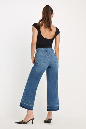 SOFT TECH GOOD WAIST PALAZZO CROPPED JEANS | INDIGO1213
