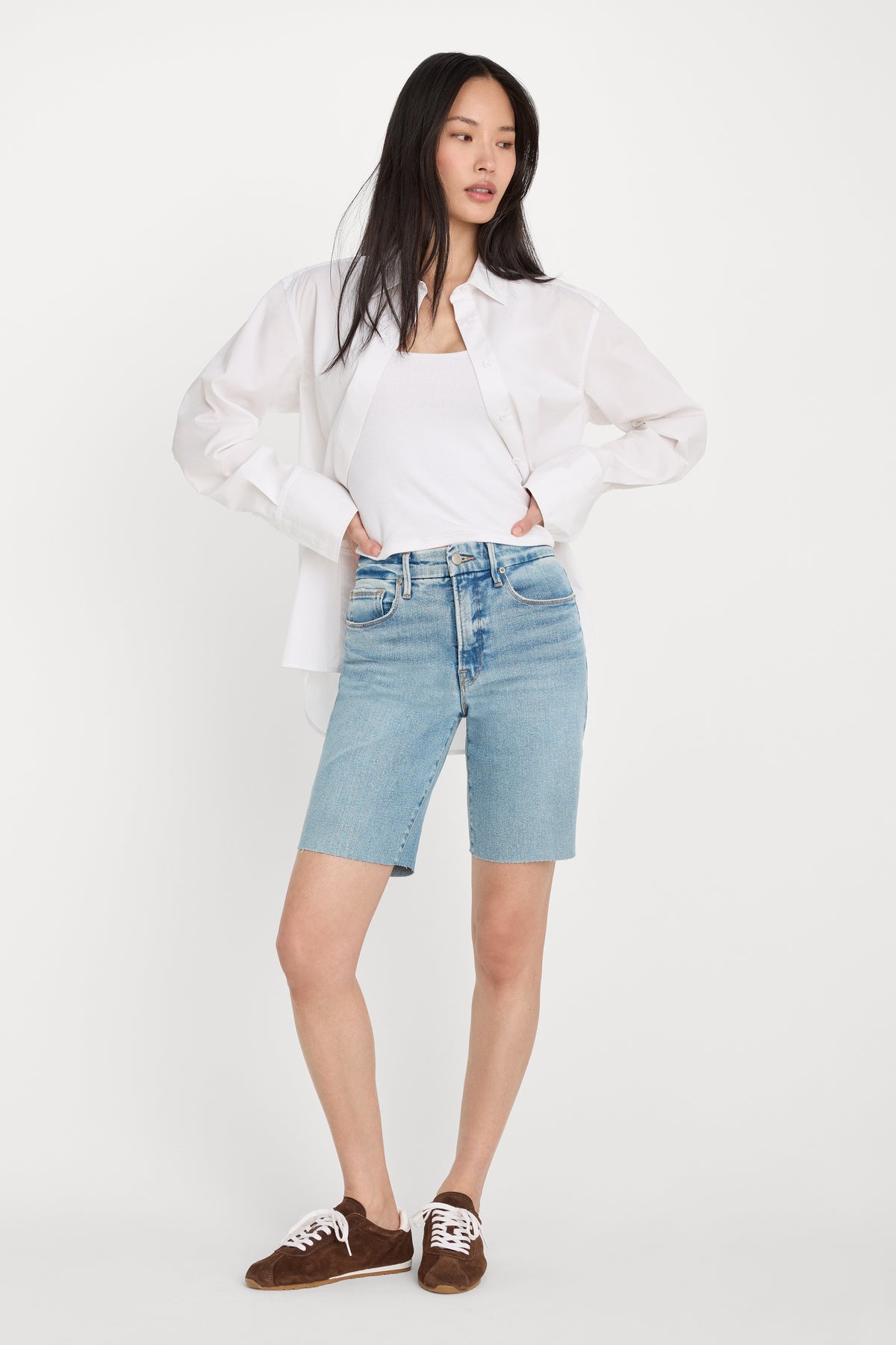 GOOD BOY BERMUDA SHORTS | INDIGO382-1 | GOOD AMERICAN | MODEL_A