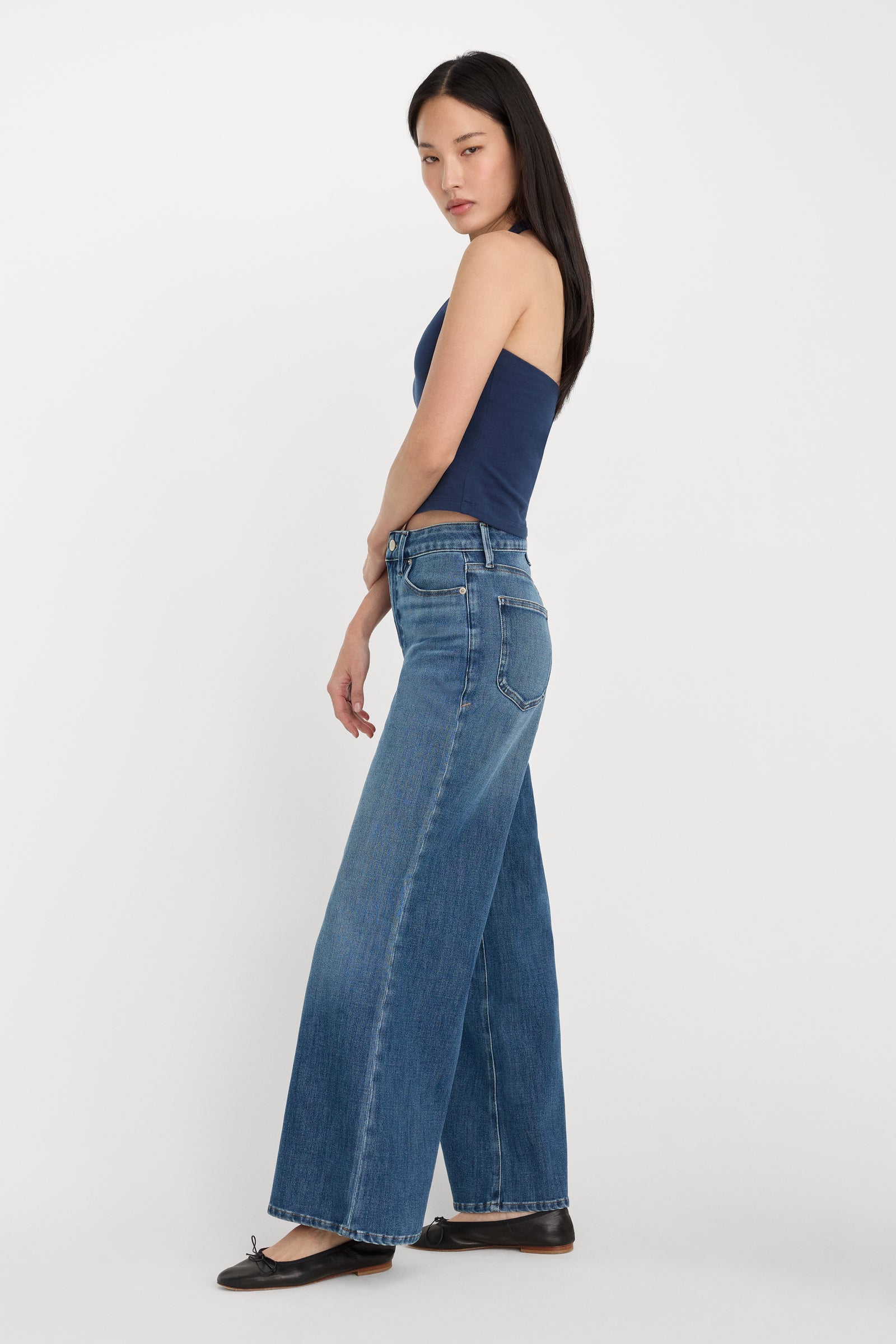 SOFT TECH GOOD WAIST PALAZZO ANKLE JEANS | INDIGO1281