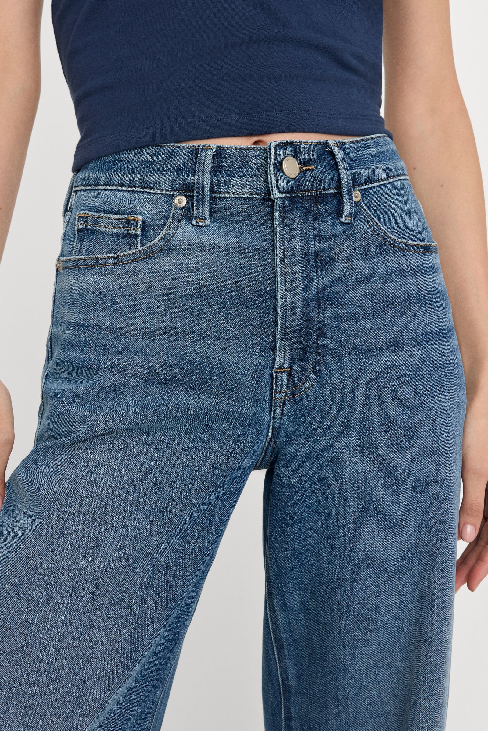 SOFT TECH GOOD WAIST PALAZZO ANKLE JEANS | INDIGO1281