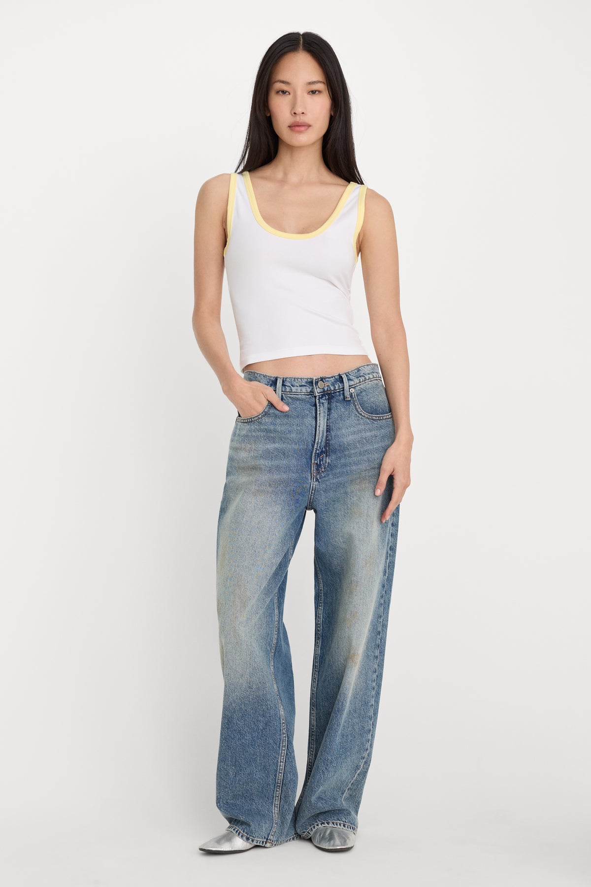 SUPER STRETCH RINGER TANK | WHITE001