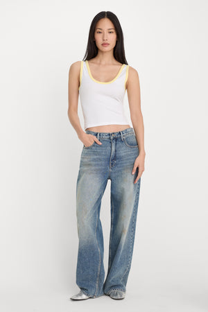 SUPER STRETCH RINGER TANK | WHITE001