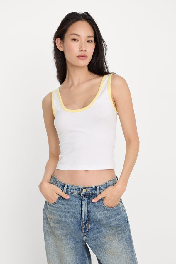 SUPER STRETCH RINGER TANK | WHITE001
